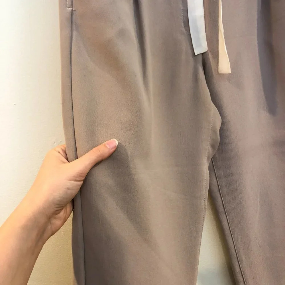 Wilfred Paperbag Cropped Polyester Silk High Waist Cream Tie Waist Dress Pants 6 - Picture 9 of 11